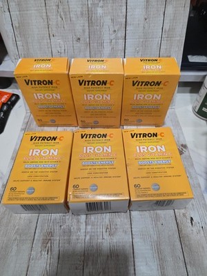 Vitron-C High Potency Iron Supplement with Vitamin C, 60 Count (6) PACK