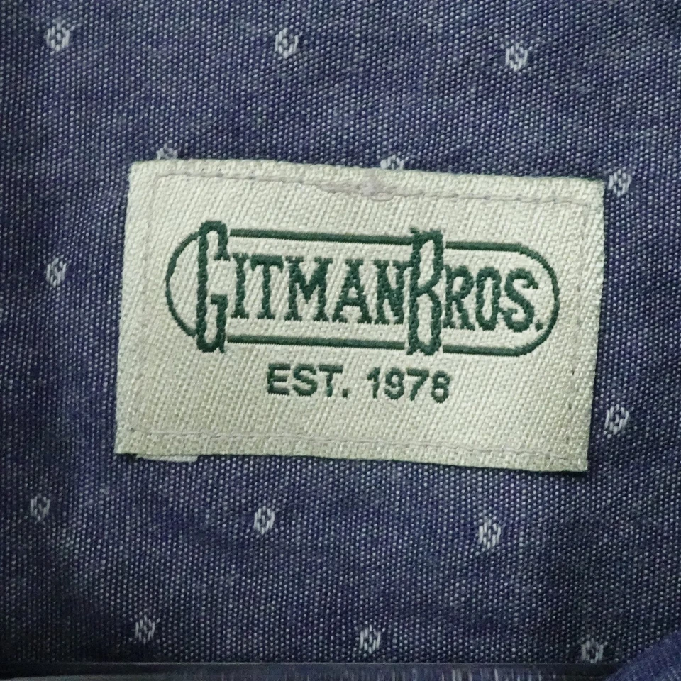 Gitman Bros Shirt Mens XL Blue Popover Long Sleeve Polka Dot Made in USA - Image 3 of 4