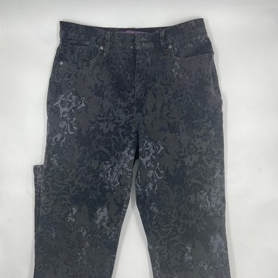 Gloria Vanderbilt Women s Amanda Pants 4 Black Jacquard Cotton Blend Straight