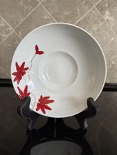 Mikasa Pure Red Porcelain Dessert Fruit Bowl 6" Floral Portugal Maple Leaf New