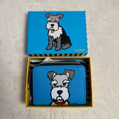001. MARC TETRO WALLET Small Blue New In Box Dog Zip Around Schnauzer Puppy