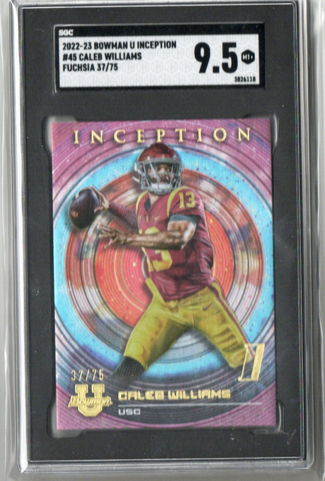 2022 Bowman Inception Fuchsia Foil #45 Caleb Williams /75 (RC) Mint