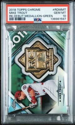 2018 Mike trout Chrome Rookie Debut Medallions #RDM-MT Green /99 PSA 10 - POP 5