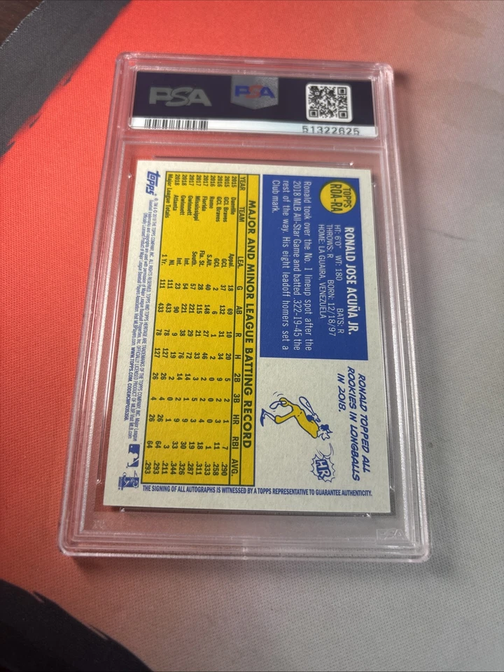 2019 Heritage Ronald Acuna Auto Autograph On Card Real One PSA 9 Braves - Image 2 of 2