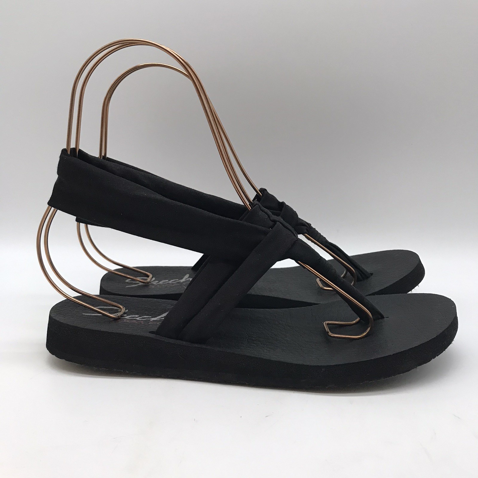 APL Sandalo donna Skechers Meditazione Studio Yoga Schiuma 8 nero perizoma alla caviglia