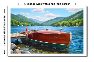 1928 29' Hacker Craft Dolphin Triple Cockpit Runabout - 11x17 Poster Art Print