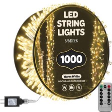 1000 LED Christmas Lights Warm-White 400Ft String Lights Outdoor, with 8 Modes
