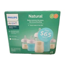 Philips AVENT Glass Baby Bottle With Natural Response Nipples Clear Newborn