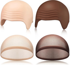 4 Pcs Halloween Bald Caps Makeup Latex Bald Caps Head Wig Hat Costume