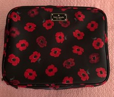Kate Spade Floral Red Poppy Travel Makeup Cosmetic Toiletry Top Handle Bag EUC