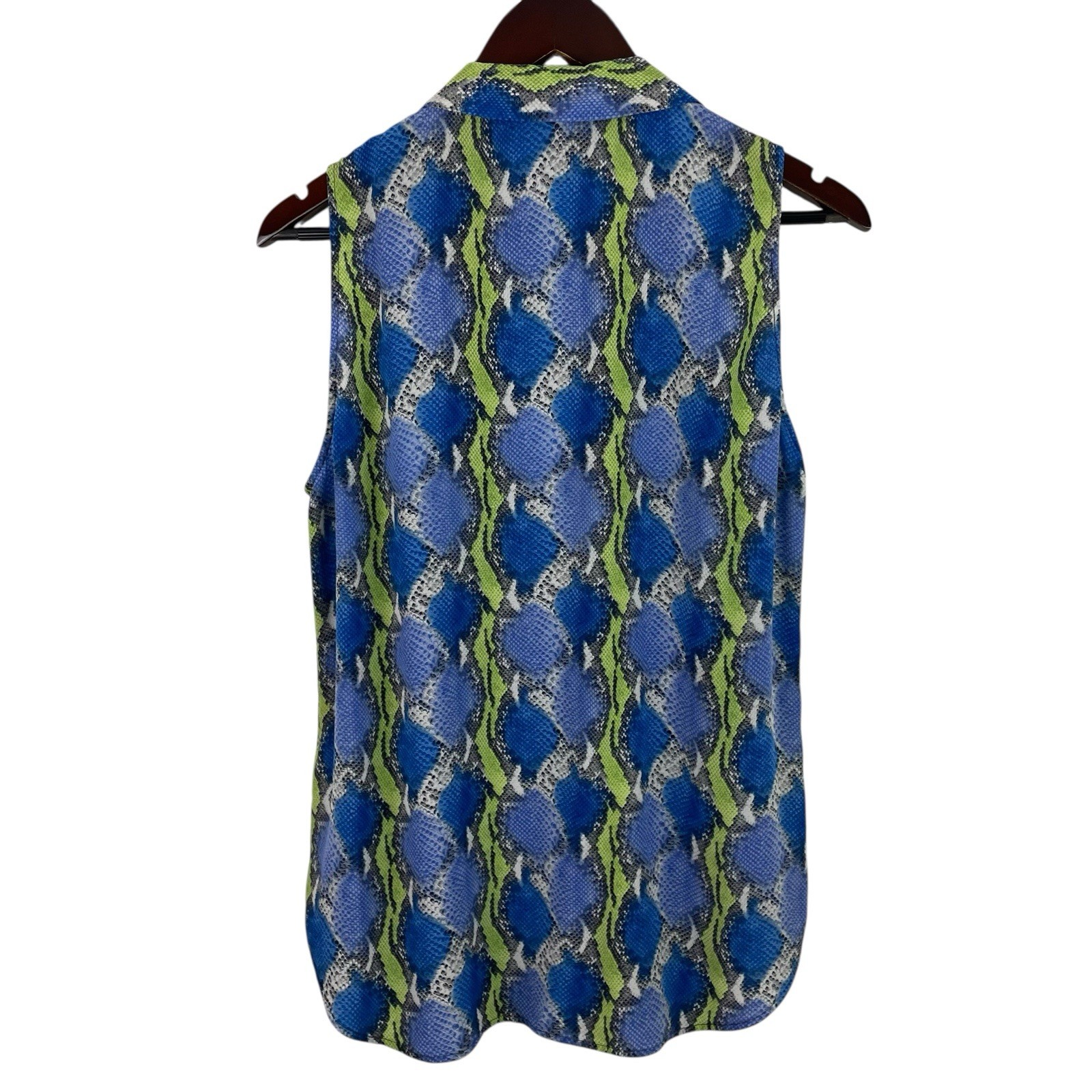 Equipment Size Large Blue Green Python Print Silk… - image 4