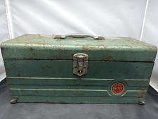 Vintage 1940s Wards Master Teal Steel Small Toolboxtacklebox