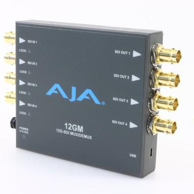 AJA 12GM 12G-SDI to Quad 3G-SDI Mux/Demux 4K UltraHD Converter w/ AC Power cord