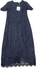 NEW Jigsaw Navy Floral Lace Midi Dress Size 6 Evening Christmas RRP £199
