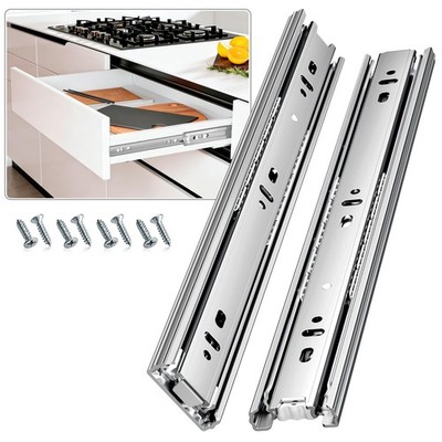 REGUDA Drawer Slides Ball Bearing 3 Folds Full Extension Side 12 Inch, Silver 