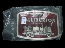 UD13157 NOS VINTAGE 1990s HALLIBURTON SERVICES OILFIELD BELT BUCKLE