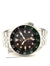 New Seiko 5 Sports SKX Sports GMT Green Dial Stainless Steel Watch SSK035