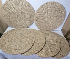 Round Seagrass Placemats Wicker Rattan Sweetgrass Woven Beach Nautical Set Of 6