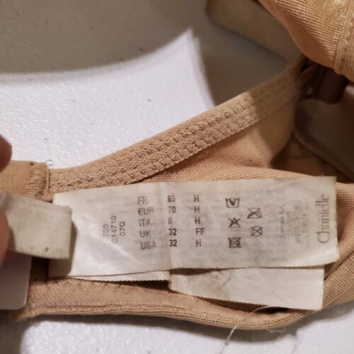 Chantelle Women Bra 32H Beige Unlined Lace Underwire Adjustable Straps READ - Picture 9 of 10