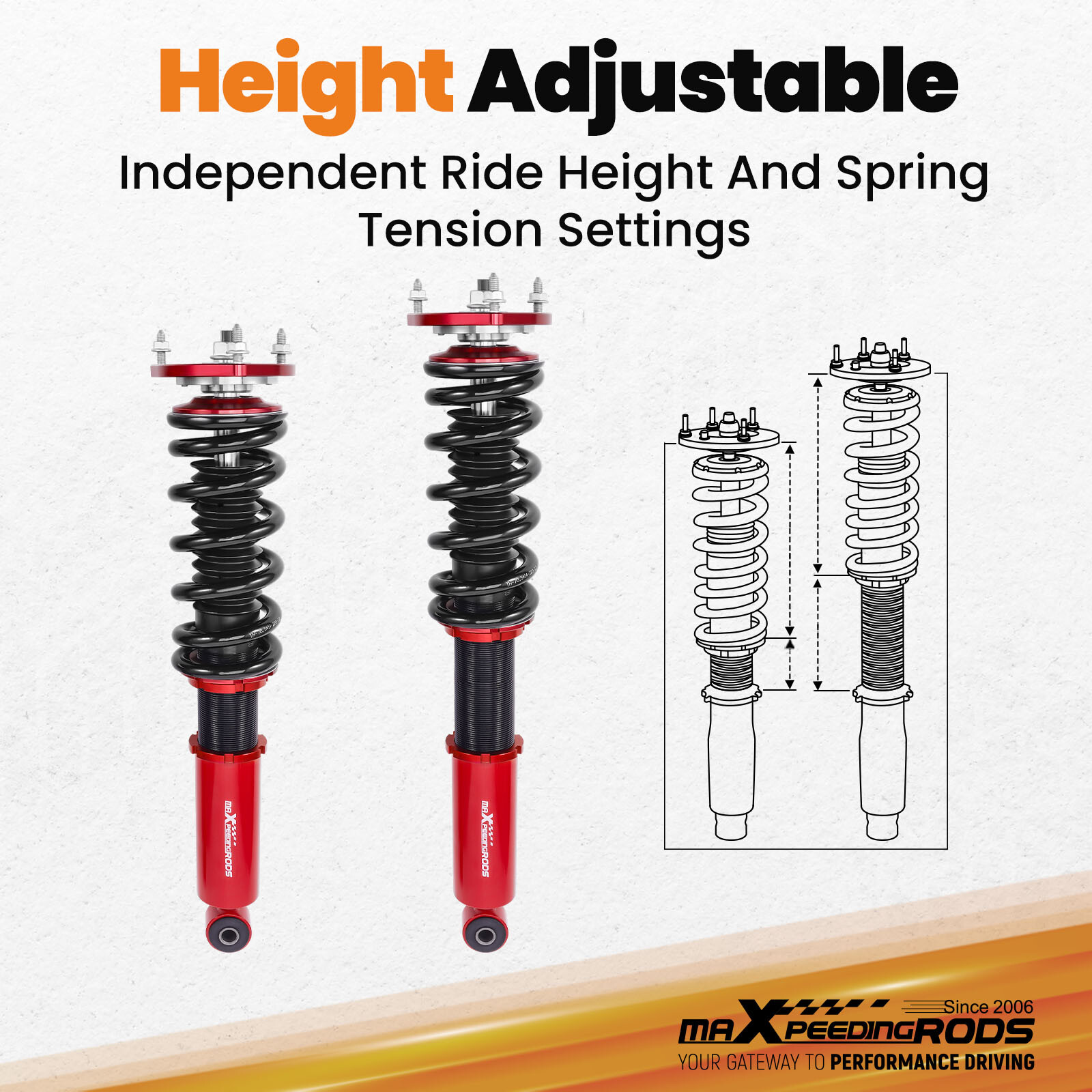 MaXpeedingrods 코일오버 로워링 서스펜션 키트 (인피니티 Q50 2014-2023 후륜구동용) 4