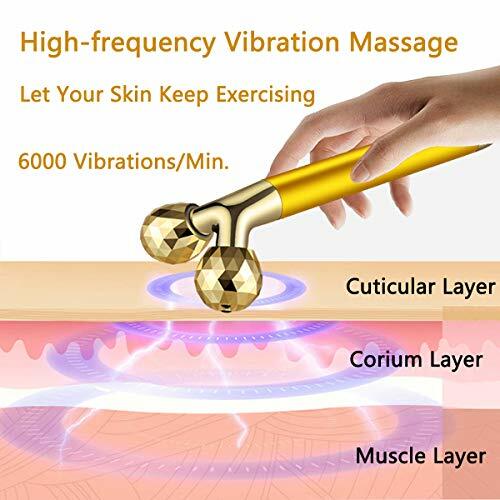 2 IN 1 Face Massager 24k Golden Pulse Facial Face Massager3D Roller Electric So - Picture 2 of 9