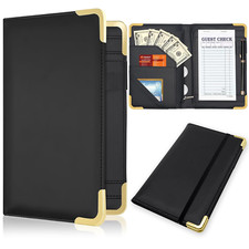Server Book for Waitress Durable Leather Checkbook with Zipper Pocket Fits Apron