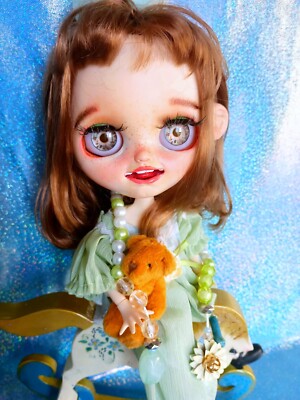 OOAK Custom Blythe Doll--  Smiling w/teeth Clothes & Horse Stand Included