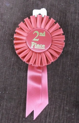 2ND PLACE CENTER ROSETTE RIBBON RED