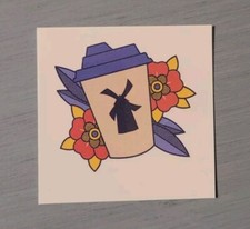 Dutch Bros Temporary Tattoo Cup Flowers Windmill June 28 2024