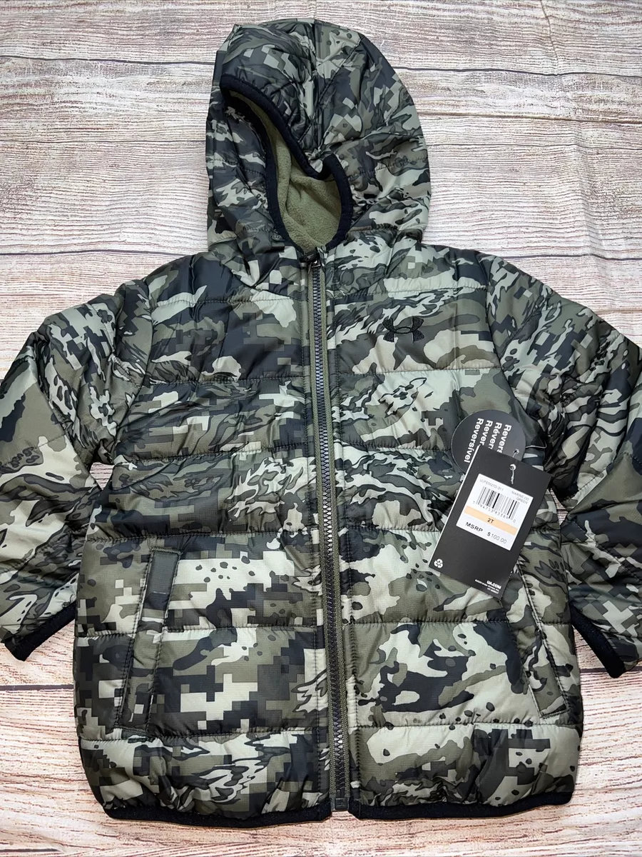 Under Armour 2T Green Digital Camo Reversible Fleece Lined Puffer