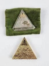 Vintage Faberge Triangle Powder Compact Mirror Porcelain shell w/ Refill