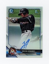 2018 Bowman Chrome 1st Refractor Brayan Hernandez /499 - Rookie On Card Auto