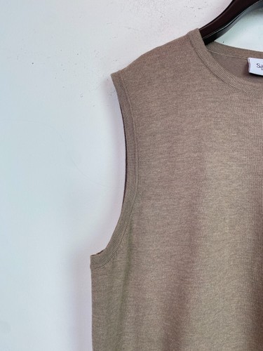 Saint Tropez Brown Sleeveless Knit Tank Top Ribbed Hem Crew Neck L - Picture 5 of 8