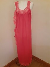 Vtg.Red 100 Nylon Long Negligee Nightgown Size Med.