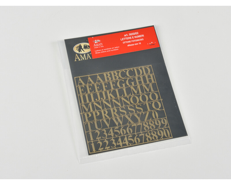 Lettere e numeri in ottone fotoinciso altezza 10 mm AM5650-02 - amati modellismo