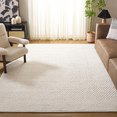 Natura Collection 8x10 Ivory Handmade Wool Area Rug for Living Spaces