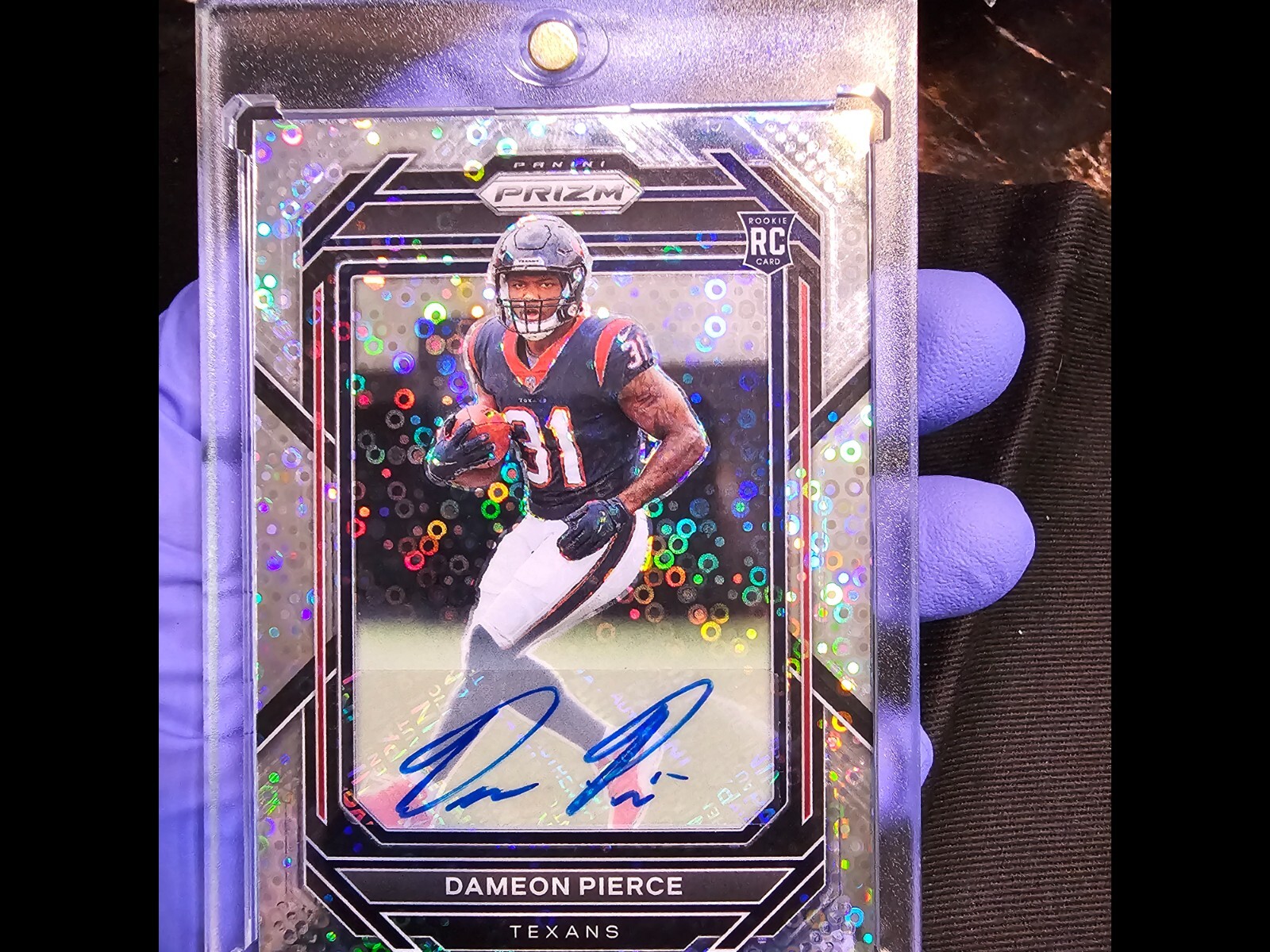 2022 Panini Prizm Dameon Pierce No Huddle Silver Disco Auto Rookie Card #322