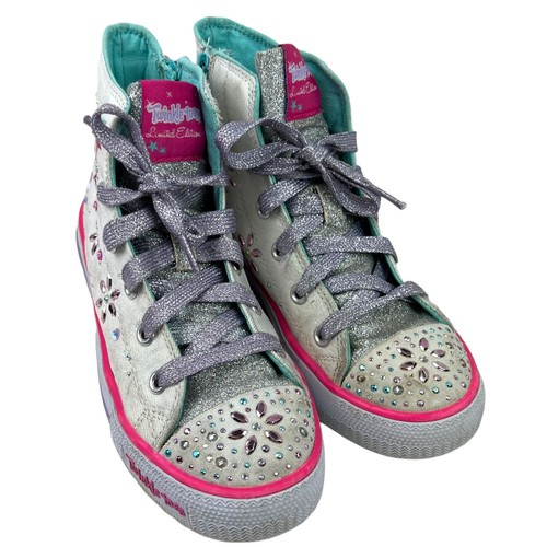 Skechers Kids Girls Twinkle Toes Shuffles Sparkly and Sweet Size 2 Pink Purple - Picture 4 of 12