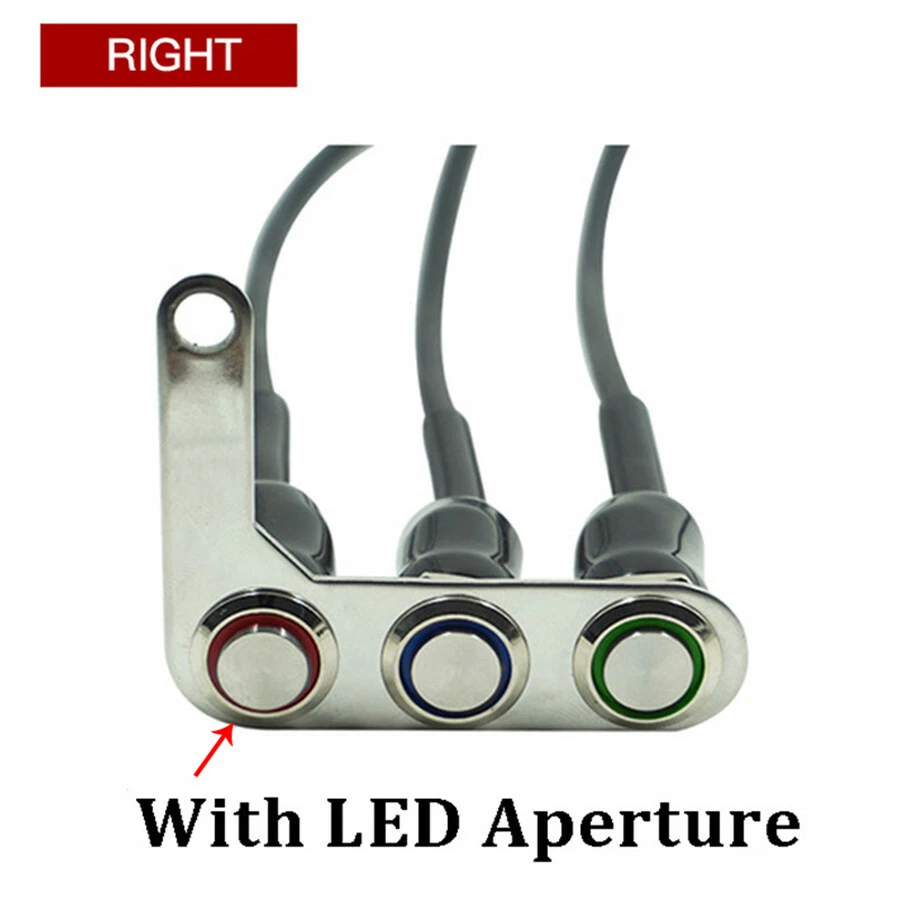 Controlador de interruptor de manillar de motocicleta de 3 botones derecho Indicador LED impermeable Foto 2 de 4