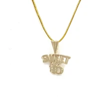 Vintage 14k Yellow Gold Sweet 16 Gift Birthday Miniature Dainty Pendant Charm