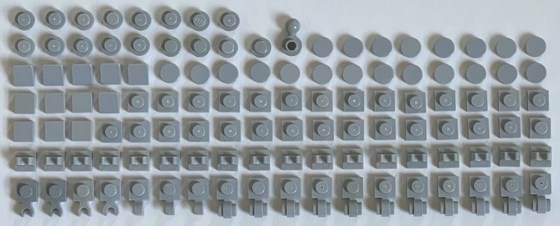 LEGO Lot of 116 Light Bluish Gray 1x1 Plate Tile Parts
