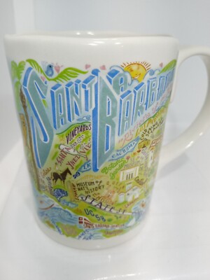 SANTA BARBARA COFFEE MUG. SANTA BARBARA MUG. CATSTUDIA Art Deco Mug. B286