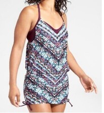 Athleta Womens Marrakesh Tankini Swim Top Size 34 B/C Maroon Shelf Bra 777005-00