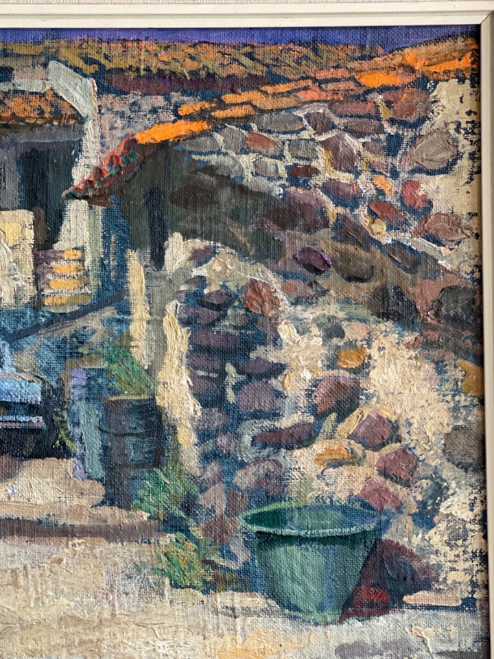 Oil Painting Signed Ewan Cameron 77 Continental Street Scene Framed