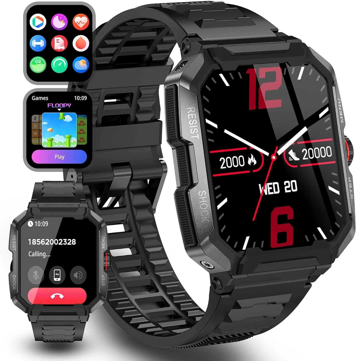 🔥🔥Dvtlfrj K-47 Rugged Smart Watch for Men (Answer/Make Calls) Waterproof🔥🔥