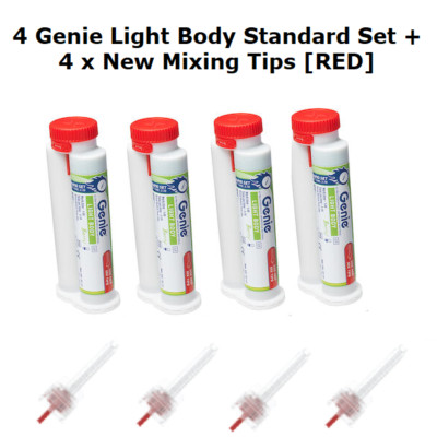 Genie 4x 50mL Cartridges Impression Material Light Body Standard Set + 4 Tips