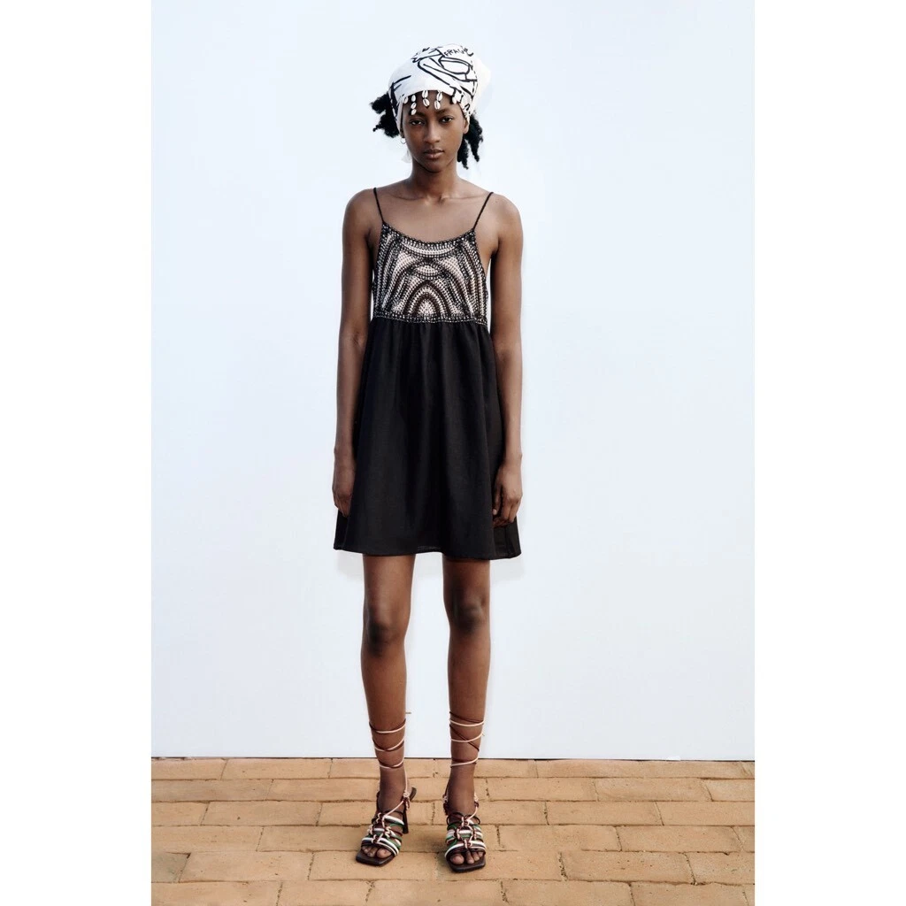 Zara black cheap crochet dress