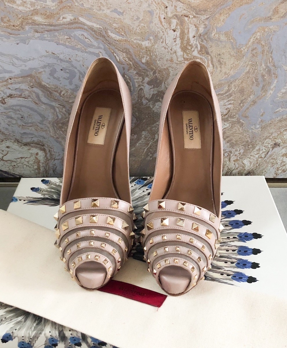 VIP価格.VALENTINO GARAVANI Secchiello Rockstud 関税送料込 Valentino Garavani Rockstud Peep Toe Pump Sz 38 | eBay