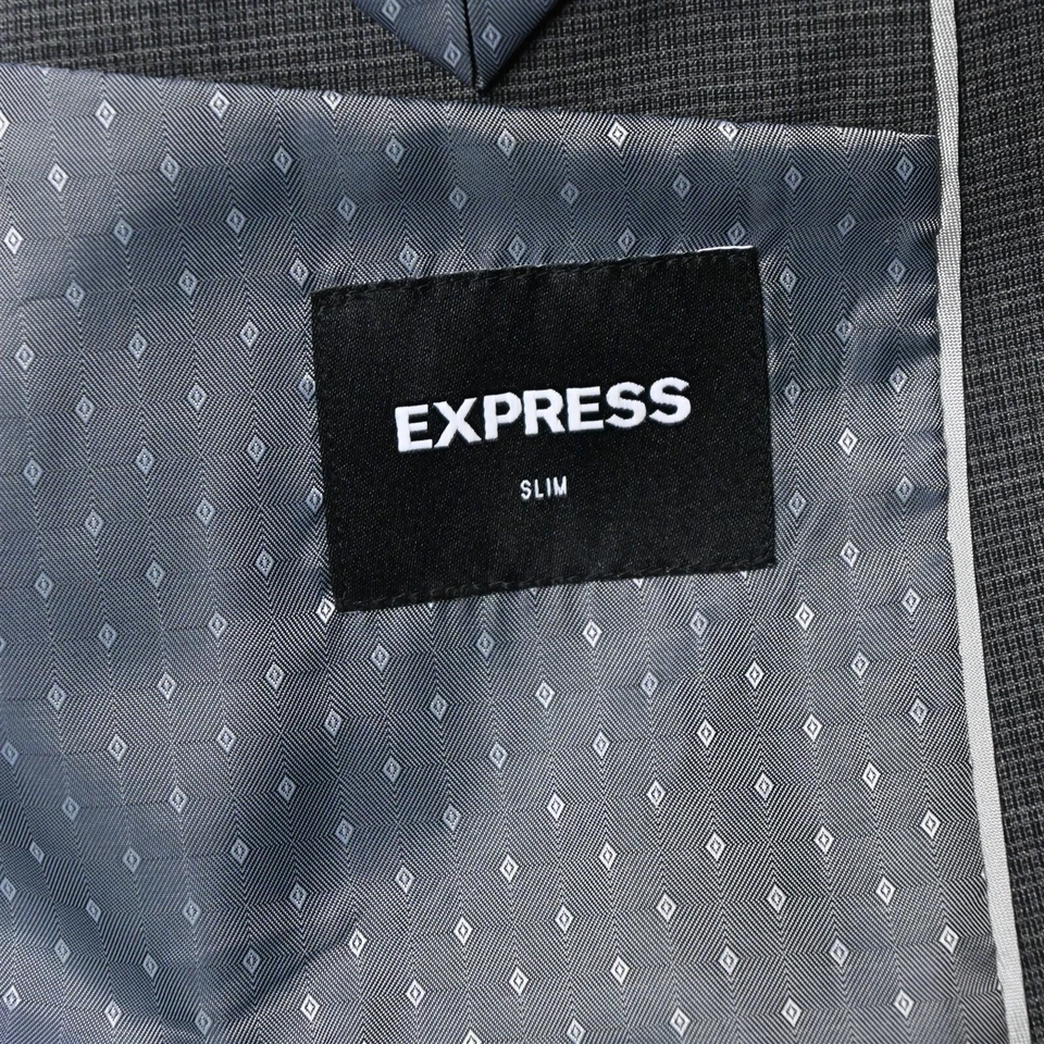 Express 42R Gris Cuadros 400364 Slim Lana Hombre Traje Chaqueta Abrigo Deportivo Foto 4 de 4