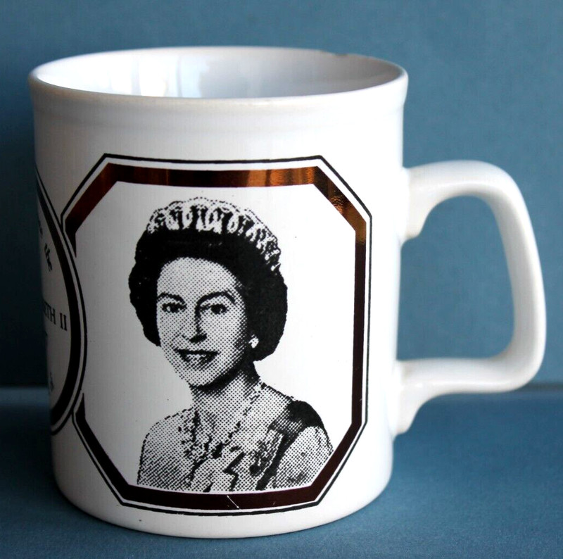 Queen Elizabeth II Prince Philip Silver Jubilee 1977 Mug, Staffordshire Pottery